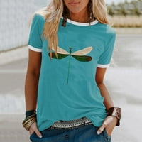 Ženska modna casual tiska O-izrez Labavi majica kratkih rukava Top bluza pulover