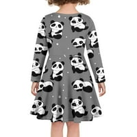 Binienty kawaii pandas haljina za djecu za školske jesenske zimske haljine za crkve Večernja haljina