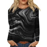 HOMCHY pulover Top ženski modni casual okrugli vrat s dugim rukavima tiskanim majicama