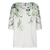 Yyeselk Elegantne cvjetne printe Ženske košulje Ljetni izrez izrezani kratkim rukavima Ugodne bluze