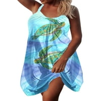 Seyurigaoka Žene Ljeto Plaža Haljina, raznobojna tinta za tintu Cvjetna kornjača Sling labava haljina,