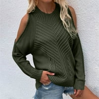 Rovga ženski džemperi ženski posadni vrat hladni džemperi dugih rukava pletene pulover džemper vrhovi