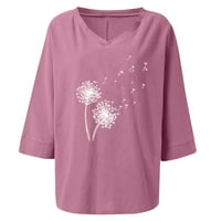 HOMADLES Pamučna i posteljina majica za ženske vrhove ružičaste veličine L