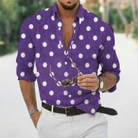 SNGXGN MENS radne majice Muška regularna-fit s dugim rukavima Casual poplin košulja Purple L