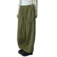 Durtebeua elastični struk duge ravne hlače ženske širine noge pantalone zelene boje
