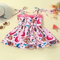 Bagilaanoe Toddler Baby Girl Summer haljina Candy Print bez rukava bez rukava 3T 4T 5T 6T Kids Casual