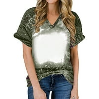 Plus veličina Ženska vrhova Ženska labava bluza Tiy-Dye Ispis Vruća majica Majica Bluza Ispis Tee Army