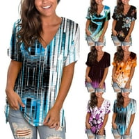 Ženske košulje za vrat za vrat Proljeće Summer Fashion Beach Casual Print Loose Short rukava 3xl