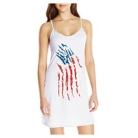 Ljetna haljina za žene Žene Ljetne neovisnosti Dan Spaghetti remen zvijezde bez rukava Print mini haljine