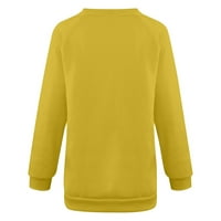 Apepal sretan božićni ženski ležerni dugi rukav O-izrez dukserište pulover bluza Yellow XL