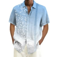 Muška casual gumba dolje majice Ljetni kratki rukav Redovne fit majice svijetlo plava l