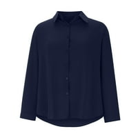 Vrhovi za žene s gumbom dolje bluze vrhovi jednokraki majica s dugim rukavima, labava bluza sa majicom