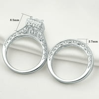 Newshe Angagement Wedding Ring set za žene Sterling Silver 1.5ct Princess White AAAAA CZ Veličina 6