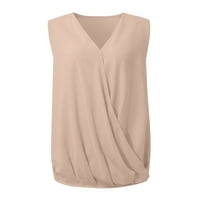 Ženski vrhovi Tunic Solid bez rukava Modne ženske majice V-izrez Ljetna tunika Tee Siva 3XL