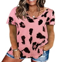 Ženski leopard Print kratkih rukava majica pamuka s kratkim rukavima