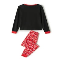 Porodično podudaranje pidžama setovi Crnog božićnog drvca s dugim rukavima Tors za ispis + pantalone