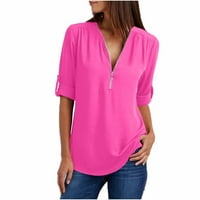 Ženske ljetne košulje s dugim rukavima s dugim rukavima, bluza od labavog šifona pulover Puno boje,