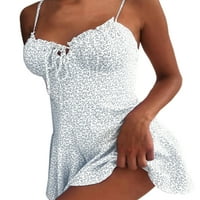 REJLUN Ženska haljina Tunic Summer Sandress Swing kratke mini haljine Jednostavni ležerni odmor Bijeli
