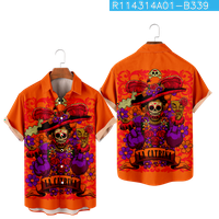 Fuladture Havajska majica i dječaka Cinco de Mayo Skull Print Regular Fit Ležerne prilike kratkih rukava