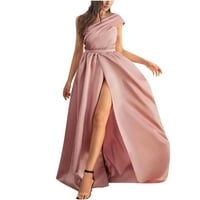 Ljetne haljine za prodaju za žene za žene kratki rukav čvrsta boja, haljina za jedno rame Off Slash