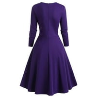 Huaai Ženske haljine duge žene Vintage casual plaint print gotički haljina struka kontrastna contrast