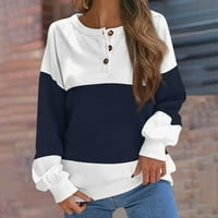 Cuhas bluze za žene jesen i zimski okrugli gradijentni gradijentni tipka Dizajn labavih ležernih pulover