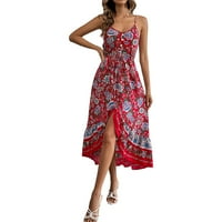 Jesenska odjeća za ženske ležerne mini haljine za žene cvjetni print V vrat kratkih rukava s linijske