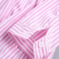 Ženske vrhove gumb-down Solid rukave povremene dame moda Henley ljeto ružičasta s
