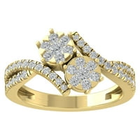 Araiya 10k žuti zlatni dijamantni bajpasti prsten, veličina 5.5