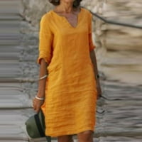 PEDORT WOMENS DRESSES Ljeto Maxi haljina s plusom kratkih rukava s kratkim rukavima žuta, l