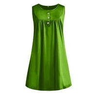 Ljetne haljine za žene bez rukava od pune casual mini sunčane haljine V-izrez Haljina zelena l