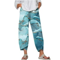 Brglopf capri pantalone za žene ljetna plaža elastična struka širokog nogu cvjetne tiskane ležerne lagane