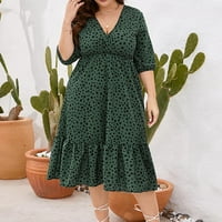 Plus veličina haljina za žene V izrez Ljeto Ležerne prilike kratkih rukava s kratkim rukavima Visoki