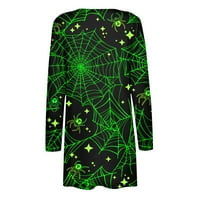 Stabilni ženski modni casual Halloween Print srednje dužine Kardigan jakna kaput vojska zelena 2xl