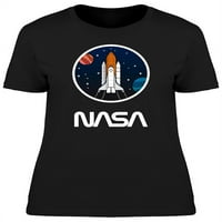 NASA crtani svemirski brod i planete Ženska crna majica, Ženska mala