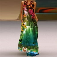 Maxi haljina za žene Žene Ljeto Ležerne prilike bez rukava V izrez Maxi Labava haljina Boho Beach Dug