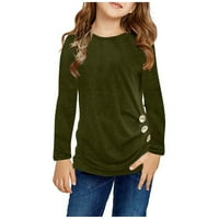 Vučeni pulover s dugim rukavima za djevojčice Dječje djevojke modna gornja majica punog boja ležerna