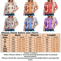 Grianlook Women Loose Retro stil T majica Crew Crt Floal Print Pulover LoungeWer Digital Printing Majica