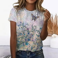 Ženska majica Ljetni modni leptir digitalni print casual crewneck rukave rukave majica modna odjeća