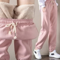 Sehao Fashion Women Solid Plus baršunasti elastične čipke - Ležerne dukseve harem hlače, ružičasta L
