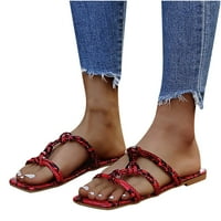 FESFESFES Sandale za žene Open TOE Print Ravne papuče udobne plaže Rimljene cipele Flip Flop