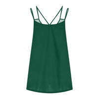 Ženska modna čvrsta boja V-izrez Udobna labava majica bez rukava bez rukava Casual Tops Green M