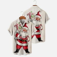 Daqian Muns T-majice Muška božićna tiskana jednostruka džep božićna majica casual labava tiskana džepa
