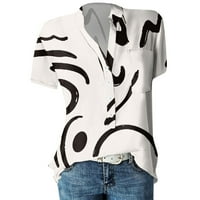 Ženski bluze Grafički print kratkih rukava Bluza Casual Women Fashion Henley Tee White XL
