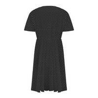 Ženska plus veličina mini linijska haljina kratka rukava s kratkim rukavima V izrez duge pruge vrhovi