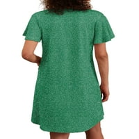 Paille Dame Nightcown Flare Sleewer s kratkim rukavima V mini haljina seksi ljeta pidžama haljine zeleni