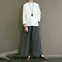Ponude za žene Youmao Palazzo Hlače za žene plus veličine Nacrtajuće hlače Vintage pruge široke pantalone