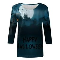 Viadha Halloween Dukseri za žene Modni ispisani labavi majica Rukav bluza Okrugli vrat Ležerne prilike