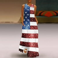 Xihbxyly Cleance 4. srpnja Dan nezavisnosti SAD Haljina za ispisu zastava, ženske maxi ljetne haljine