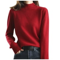 Džemperi za žene Nova polovina viseg ovratnika pletena džemper jesen i zima kratak pulover puna boja